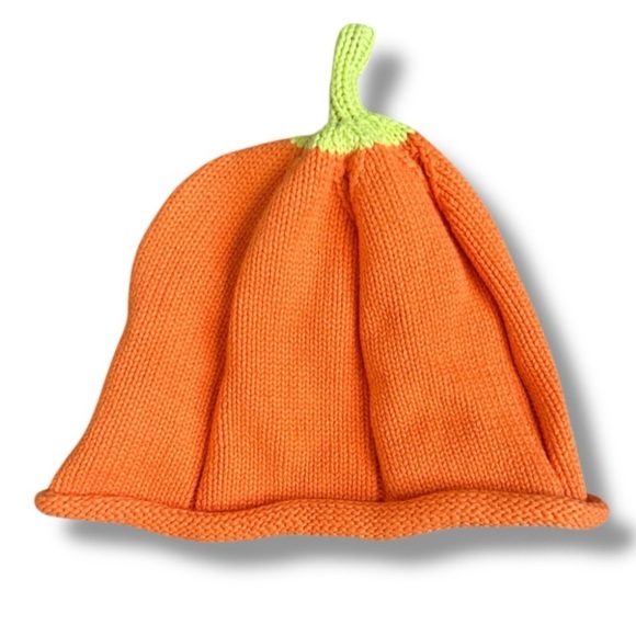 Carter's Pumpkin Baby Beanie One Size Orange Knit Hat 100% Cotton - Picture 2 of 4
